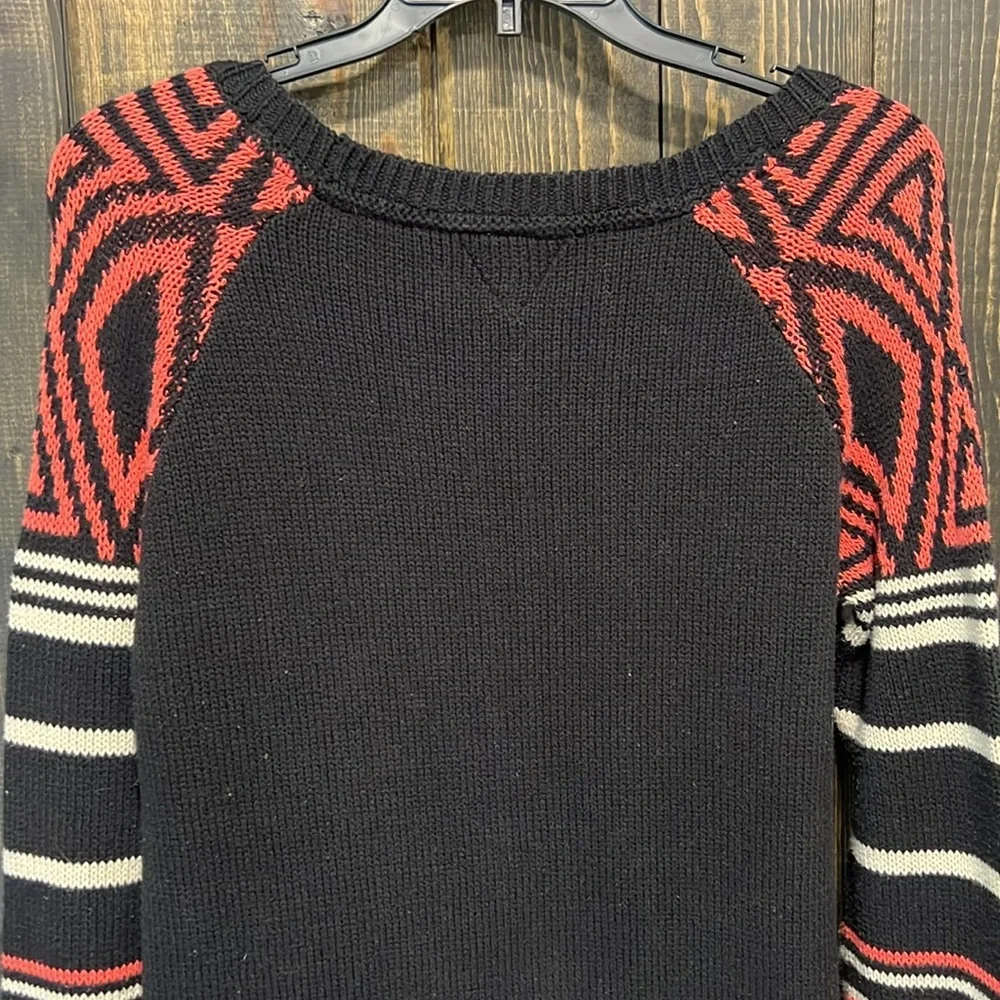 Volcom Black Orange Abstract Sweater S Geo‎ Stripe Festival Grunge Streetwear